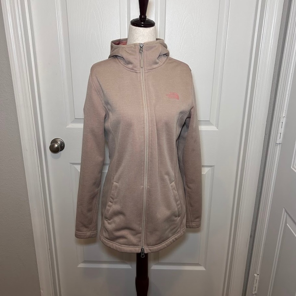 The North Face Women's Jacket Small Beige Coral Fleece Lining Hooded Outerwear